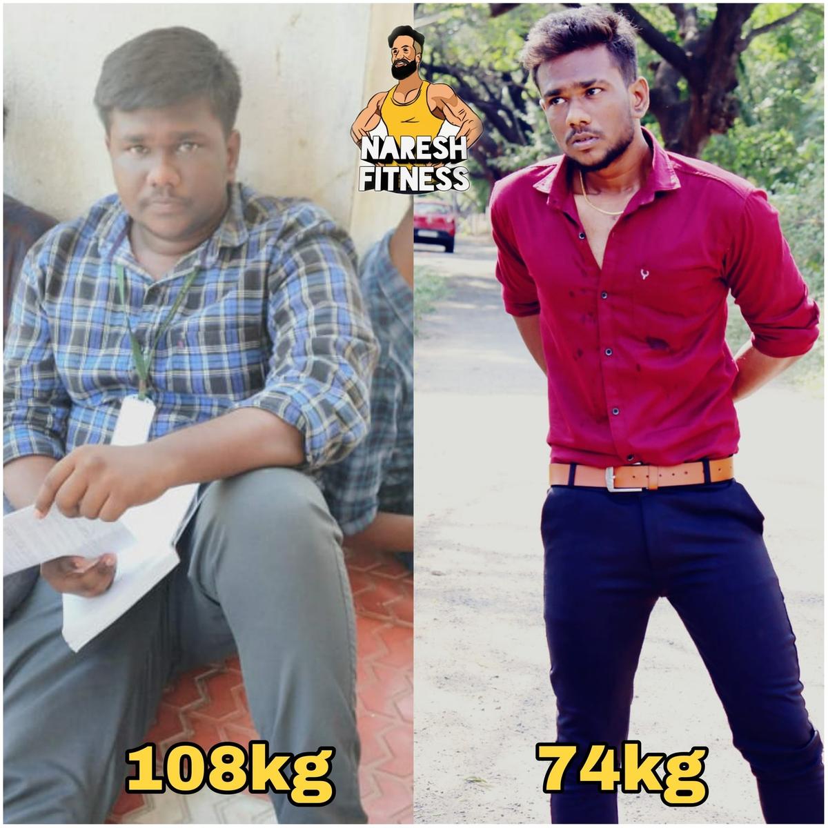 Client transformation from 108kg to 74kg