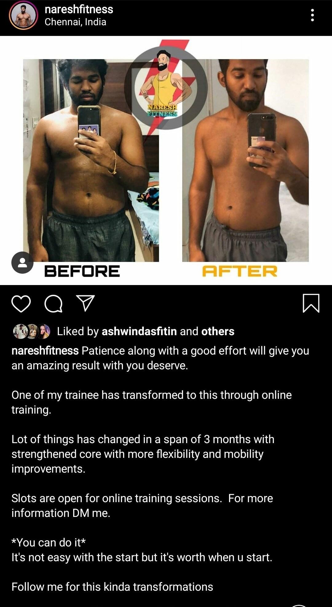 Three month online training transformation